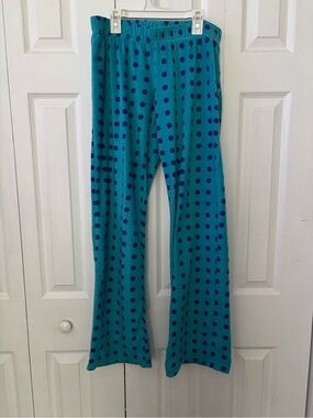 flirtitude Teal Pajama Pants with Navy Polka Dots